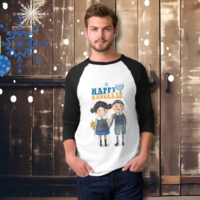 T-shirt Adorable couple juif Hanoukka Holiday (Adorable Jewish couple Hanukkah Holiday T-Shirt)