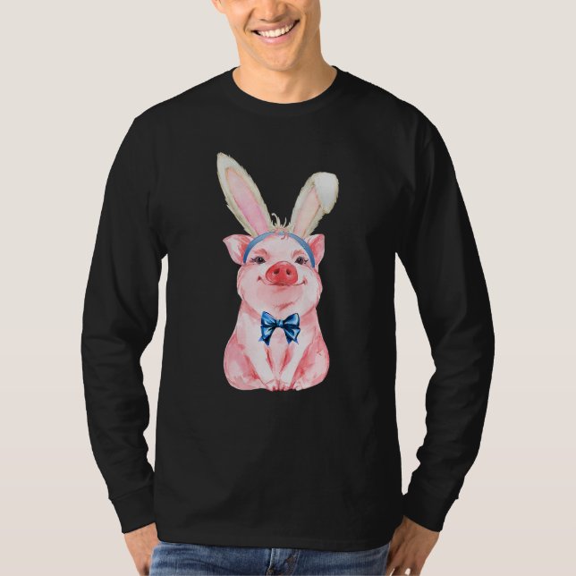T-shirt Adorable Easter Pig With Easter Bunny Ears Easter  (Devant)