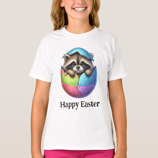 T-shirt adorable Funny mignon Pâques Baby Raccoon (Devant)