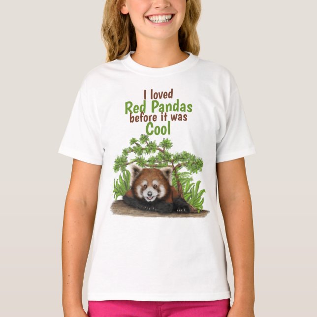 T-shirt Adorable J'Aime Les Panda Rouges (Devant)