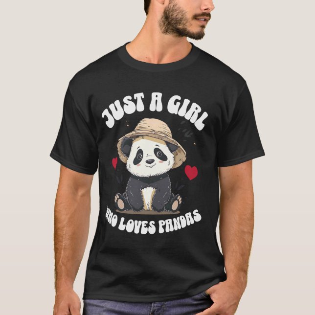 T-shirt Adorable Just A Girl Who Love Pandas with Casquett (Devant)