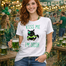 T-shirt Adorable Kiss Me Je suis Irish Kitten