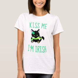 T-shirt Adorable Kiss Me Je suis Irish Kitten