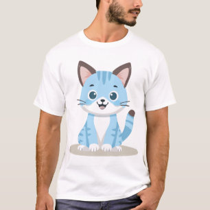 T-shirt adorable Kitten rayé bleu