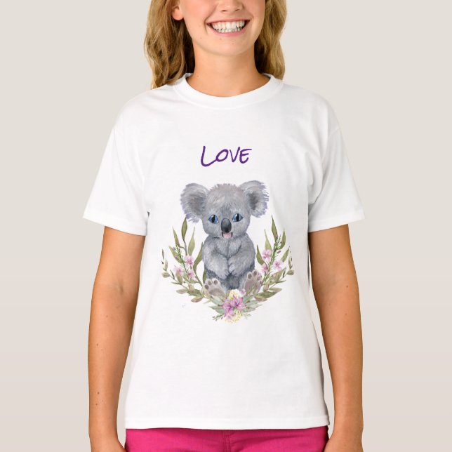 T-shirt Adorable Koala Bear Floral (Devant)
