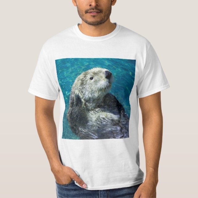 T-shirt Adorable Mer Otter Cute Eau Bleue (Devant)