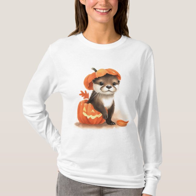 T-shirt Adorable Mignable Otter d'Halloween (Devant)