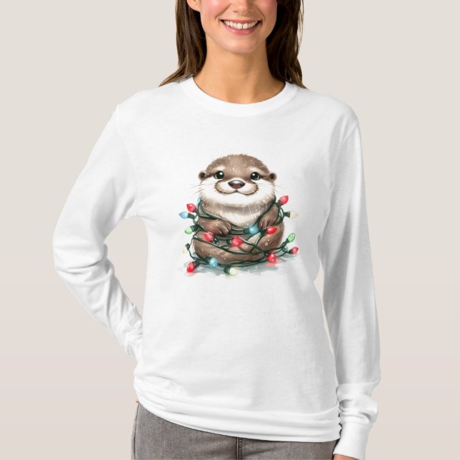 T-shirt adorable Otter de Noël (Devant)