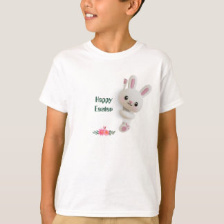 T-shirt Adorable Peeking 3D Bunny with editable easter