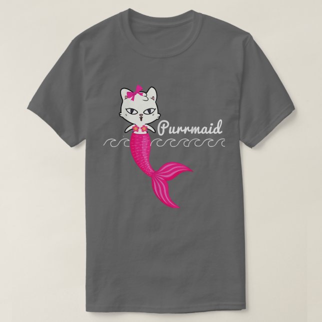 T-shirt Adorable Purrmaid T Women Girls Mermaid  (Design devant)