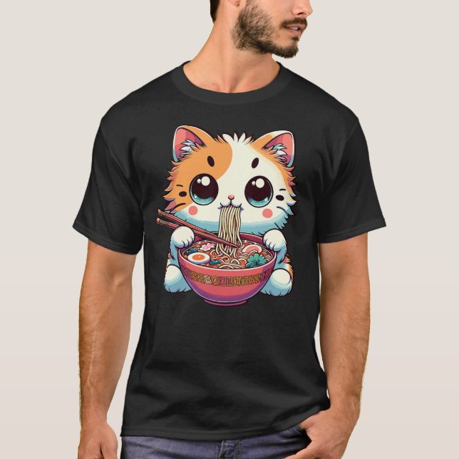 T-shirt Adorable Ramen Kitty - Cute Noodle Cat (Devant)