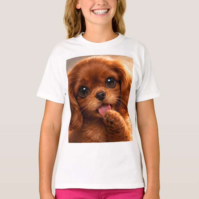 T-shirt Adorable Ruby Cavalier Spaniel (Devant)