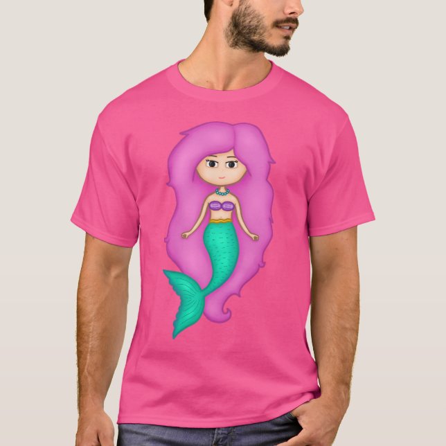T-shirt Adorable Sirène Avec Un Visage Précieux Tirée Dans (Devant)