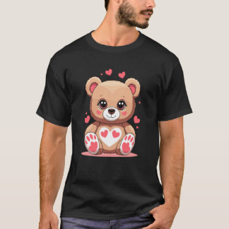 T-shirt Adorable Teddy Bear with Hearts Romantic Valentine