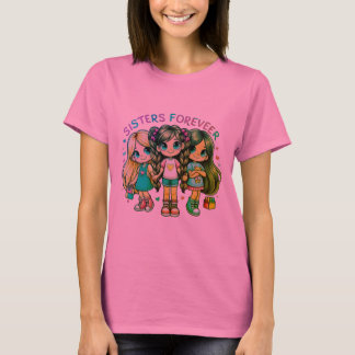 T-shirt Adorable Trio de Filles - Amitié pour une maladie