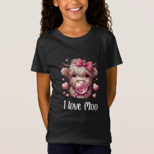 T-Shirt Adorable Vache de Saint-Valentin (texte blanc)