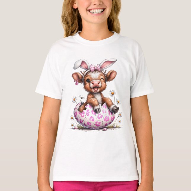 T-shirt Adorable veau lapin de Pâques (Devant)