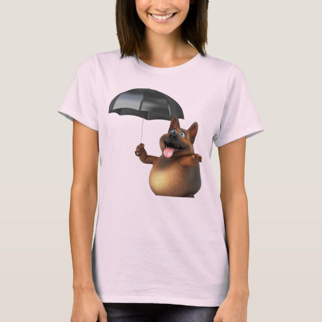 T-shirt Adorables 3D Universe mignon chien avec parapluie  (Devant)