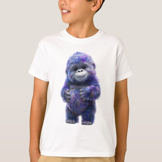 T-shirt Adorables Enfants Gorilles Cosmiques Violets (Devant)