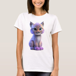 T-shirt Adorables femmes lynx cub galactique pourpre