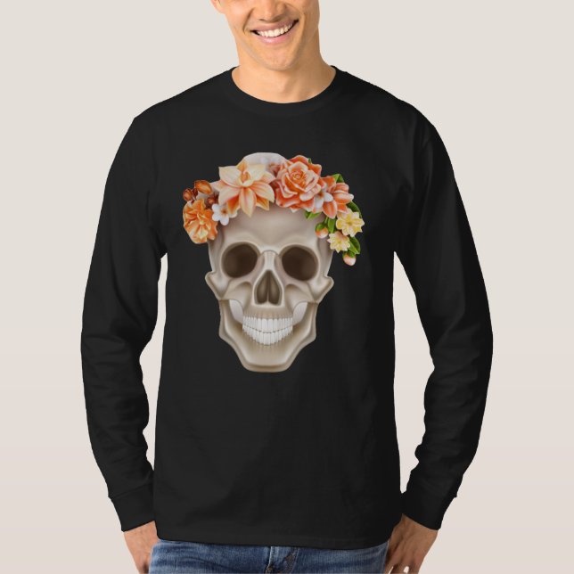 T-shirt Adorables Jour du crâne mort Calavara Fleurs T (Devant)