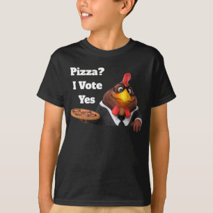T-shirt Adorables Rooster Univers 3D Avec Pizza