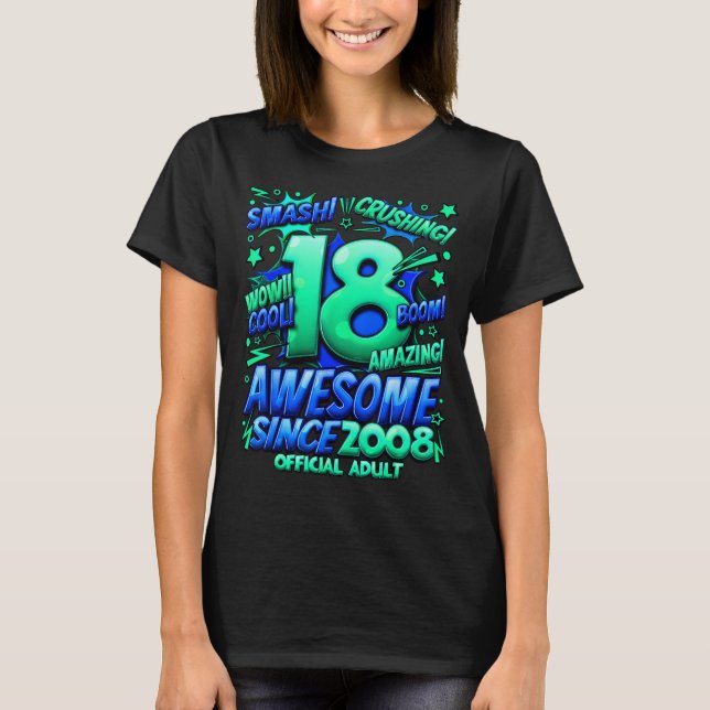 T-shirt Adult 18 Year Old For Boys 18th Birthday Boy  (Devant)