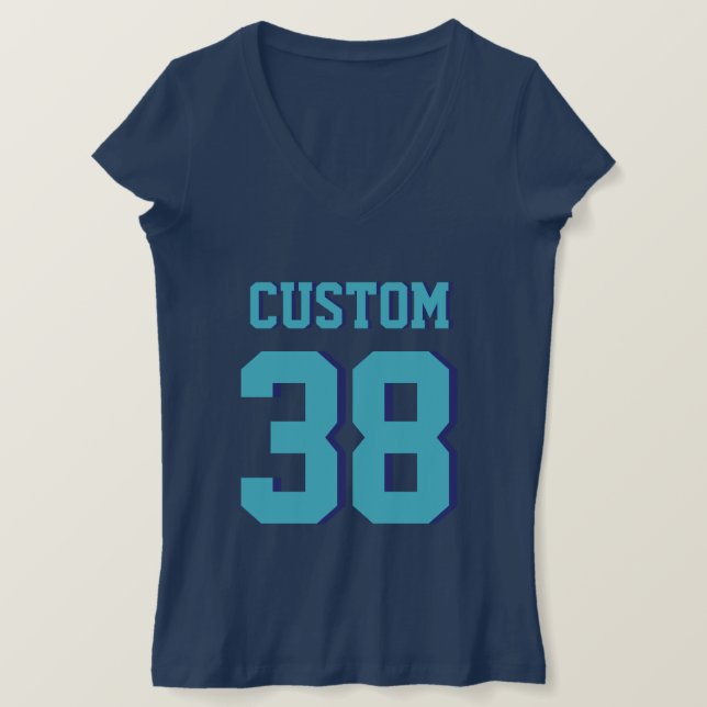T-shirt Adultes de marine et turquoise | Sport Football Je (Design devant)