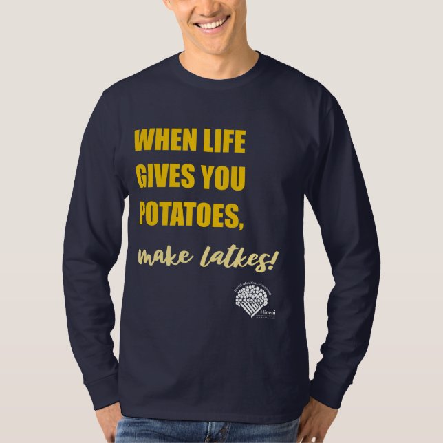 T-shirt Adults' Long-Sleeve Hanukkah Shirt - "Make latkes" (Devant)