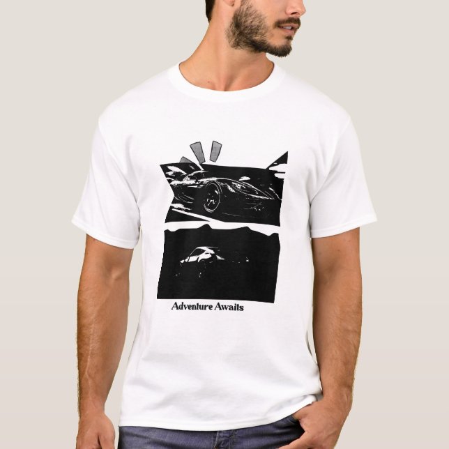 T-shirt Adventure Await - Puzzle de voitures de sport à gr (Devant)