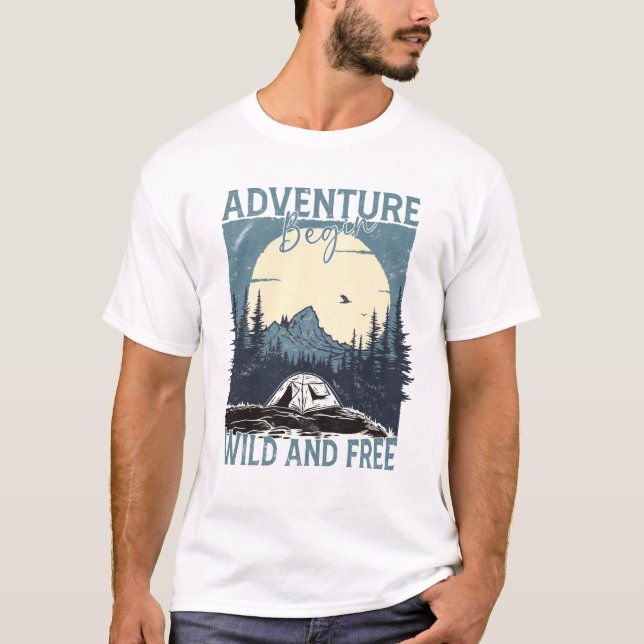 T-shirt Adventure Begin - Wild and Free (Devant)