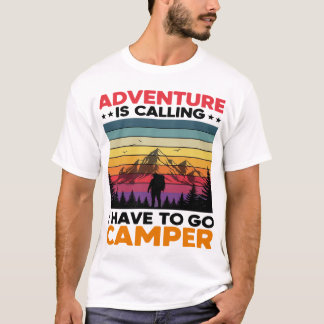 T-shirt Adventure Camper Retro Mountain Camping Design