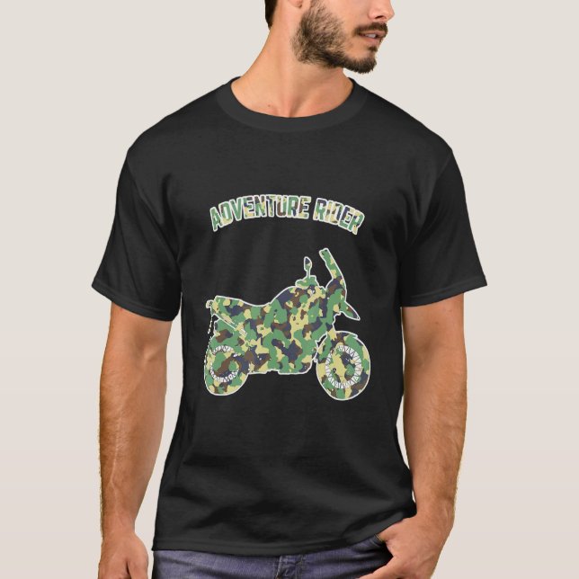 T-shirt Adventure Motorcycle Biker Off Road Rider Camoufla (Devant)