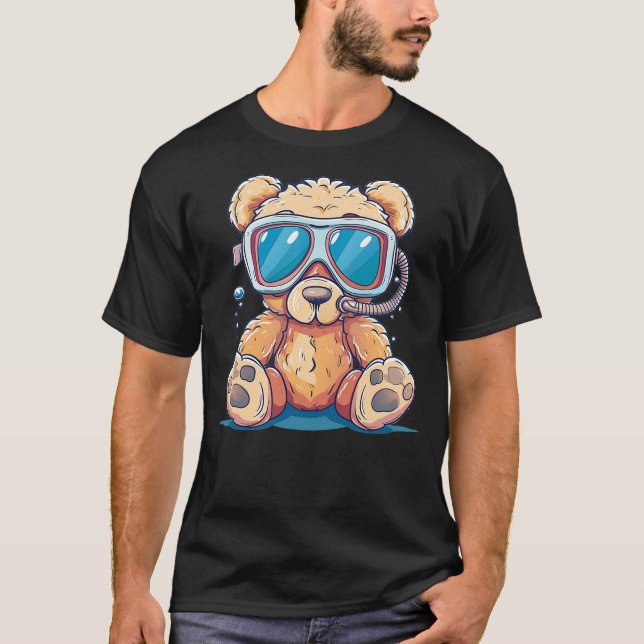 T-shirt Adventures Teddy Bear with diving Googles and Snor (Devant)