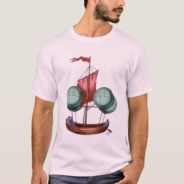 T-shirt Aéronef À Ballon À Air Chaud À Voile Rouge (Devant)