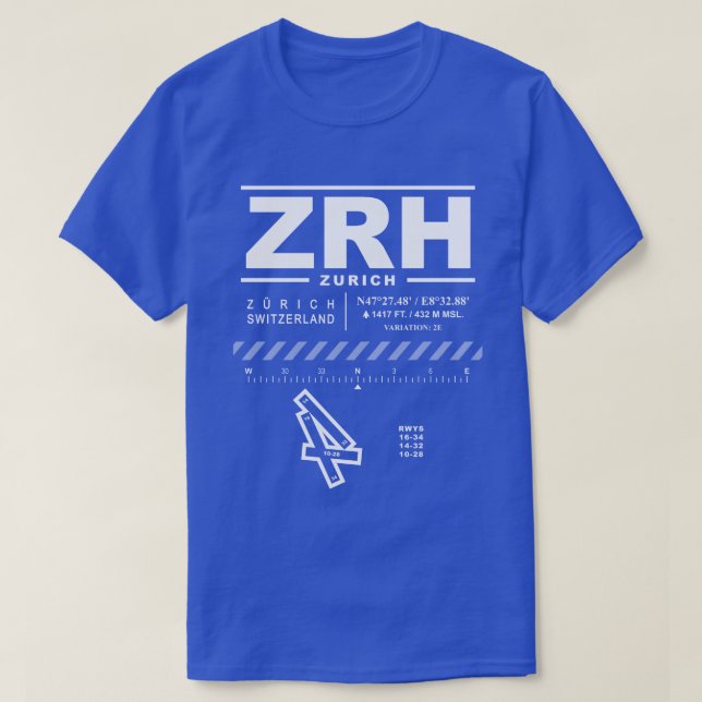 T-shirt Aéroport de Zurich Tee - shirt ZRH (Design devant)