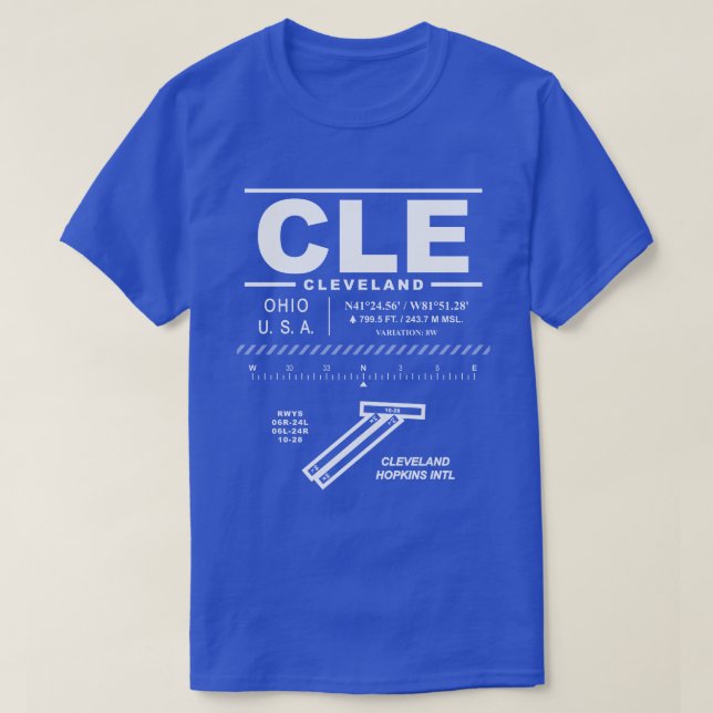 T-shirt Aéroport international Cleveland Hopkins CLE (Design devant)