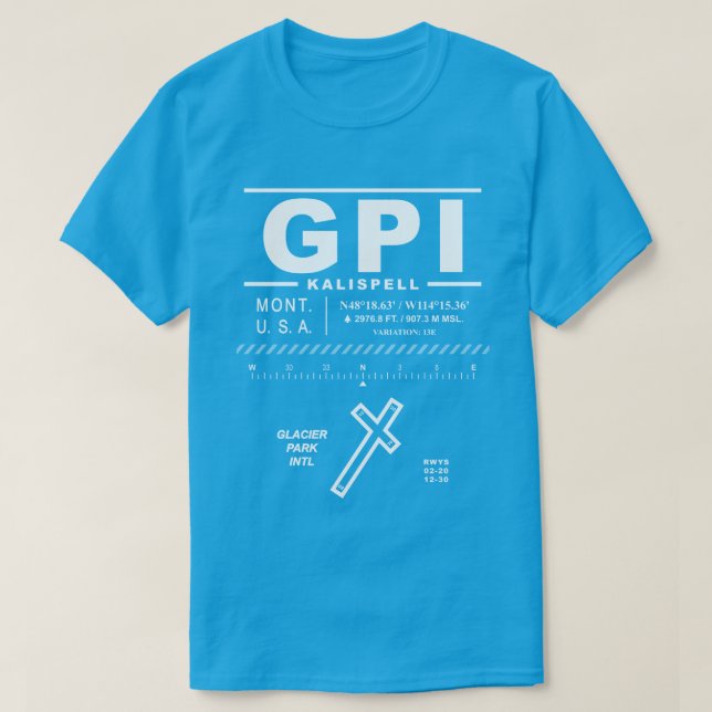 T-shirt Aéroport international de Glacier Park GPI (Design devant)