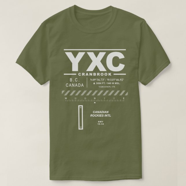 T-shirt Aéroport international des Rocheuses du Canada YXC (Design devant)