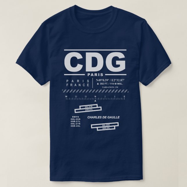 T-shirt Aéroport Paris Charles De Gaulle Tee - shirt : (Design devant)