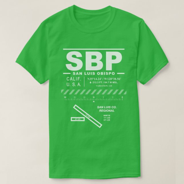 T-shirt Aéroport régional du comté de San Luis SBP (Design devant)