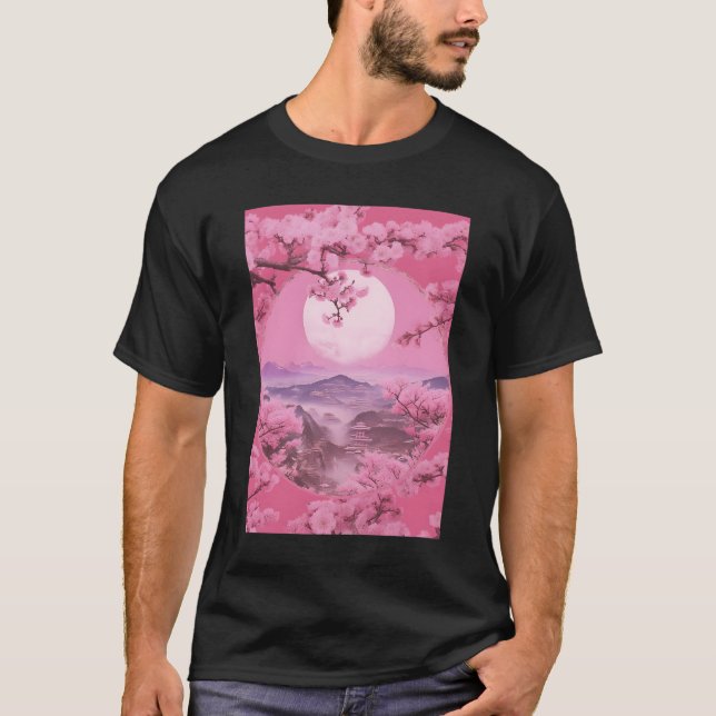 T-shirt Aesthetic Japanese Style Sakura Cherry Blossom Tre (Devant)