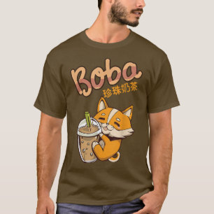 T-shirt Aesthétique Kawaii Corgi Bubble Tea Funny Boba's W
