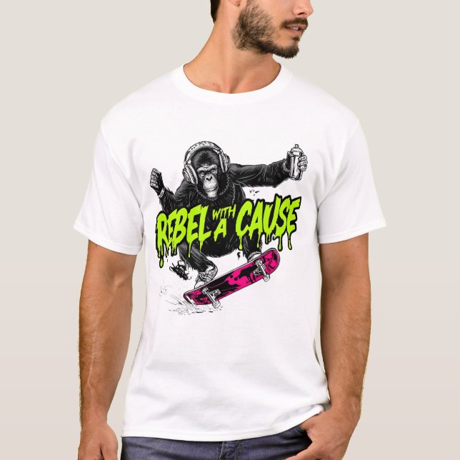 T-Shirt Affe beim Skateboarding (Vorderseite)