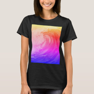 T-shirt affiche arc-en-ciel vif représentant une vague fai