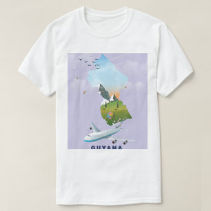 T-shirt Affiche de carte illustrée de Guyana