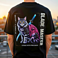 Affiche de chat samouraï cybernétique – Cadeau de