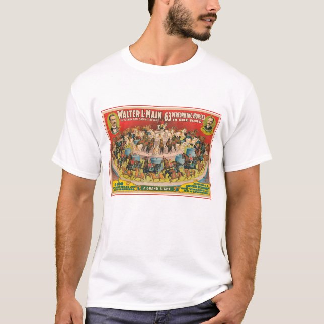 T-shirt Affiche De Cirque De 63 Chevaux En Une Seule Cercl (Devant)