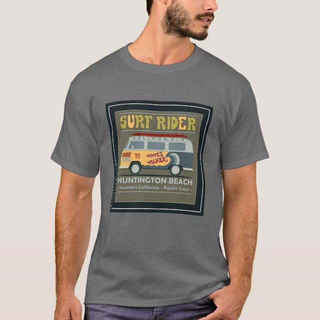 T-shirt Affiche de Huntington Beach de cavalier de surf (Devant)