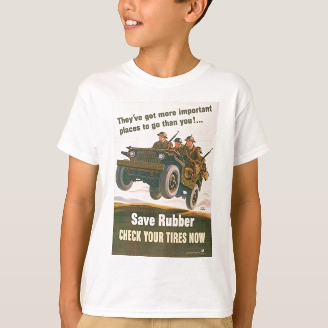 T-shirt Affiche de jeep de vol (Devant)